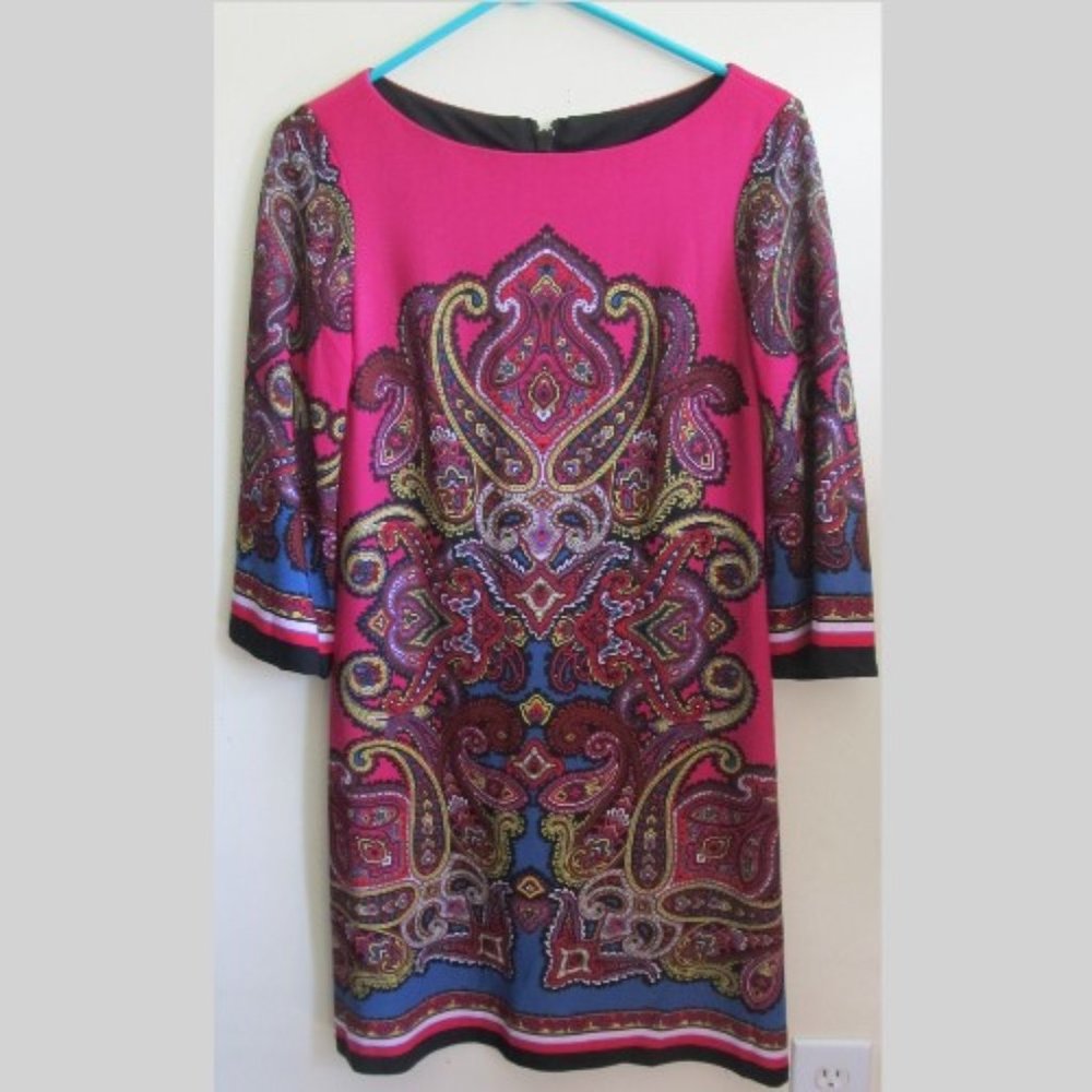 Pink and Paisley Design Mid Sleeve Dress